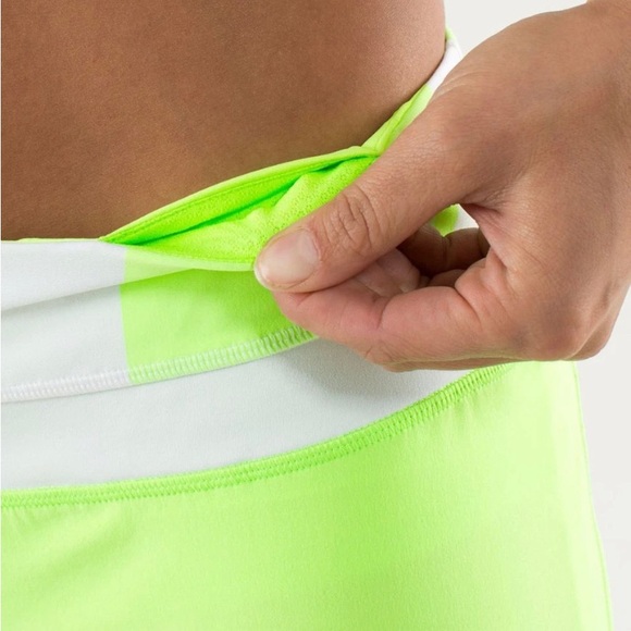 Women's Lime Green and White Shorts - Picture 3 of 7